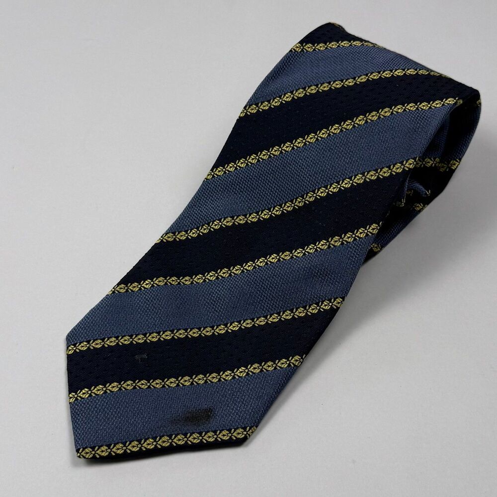 Brioni Silk Tie Navy Blue Striped Jacquard Italy Luxury Designer Necktie